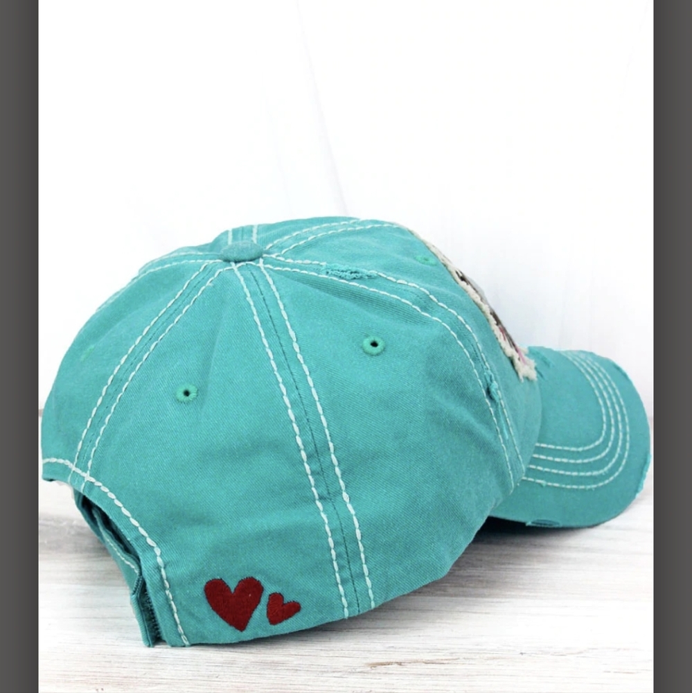 NWT Distressed Turquoise Sassy Cap - Picture 2 of 3